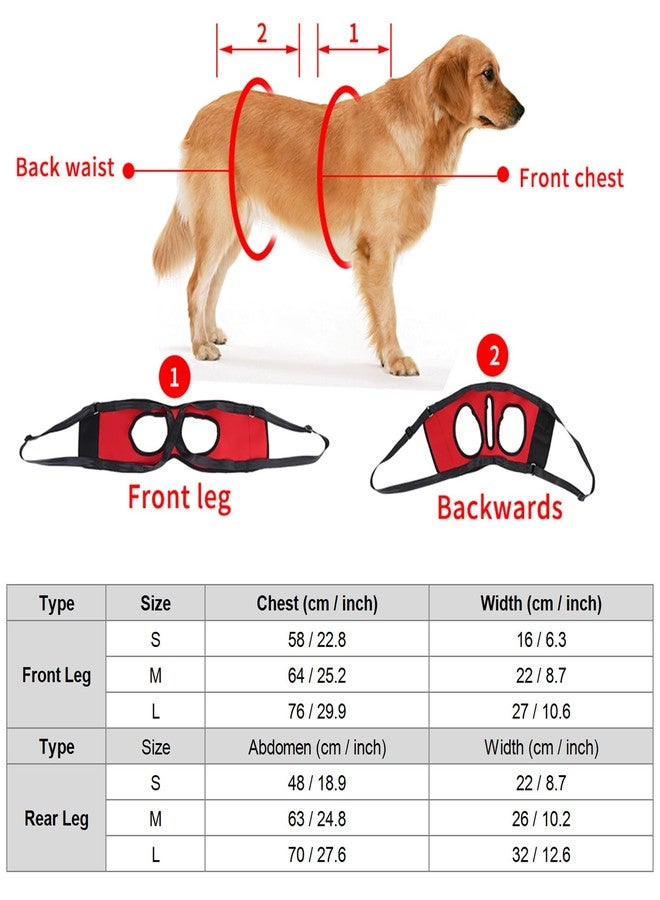 Kadimendium 2 Types Dog Support Harness Dog Aid Harness Dog Sling Walking Aid Pulling Vest for Injured Old Dogs Front and Hind Legs (Red hind Legs S) - Image 3